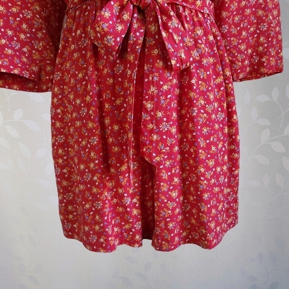 Madewell Floral Romper Shorts Retro V-Neck Tie Waist French Cottage Twee Red 4 - Picture 6 of 16